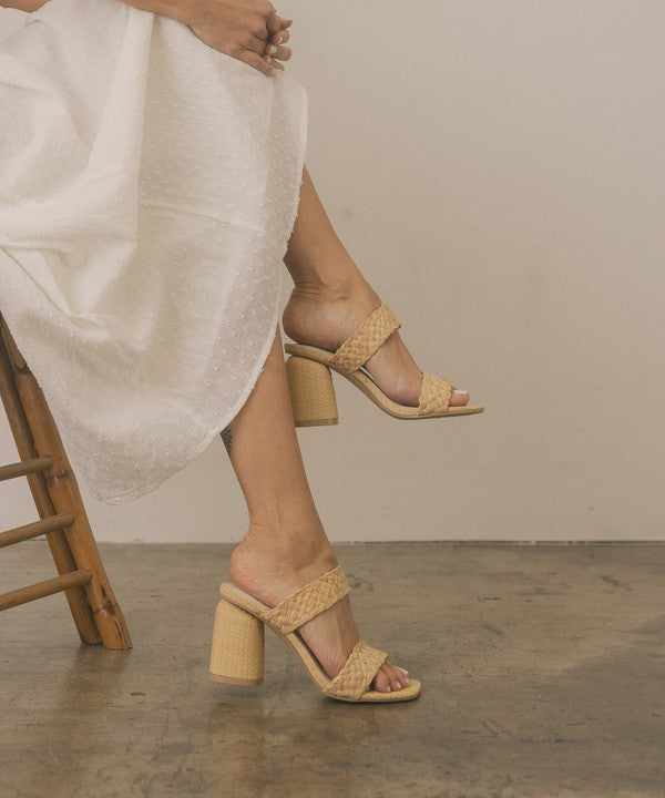 The Raffia Beige Heel Sandal