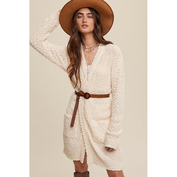 The Popcorn Open Knit Cardigan Sweater in Several Colors