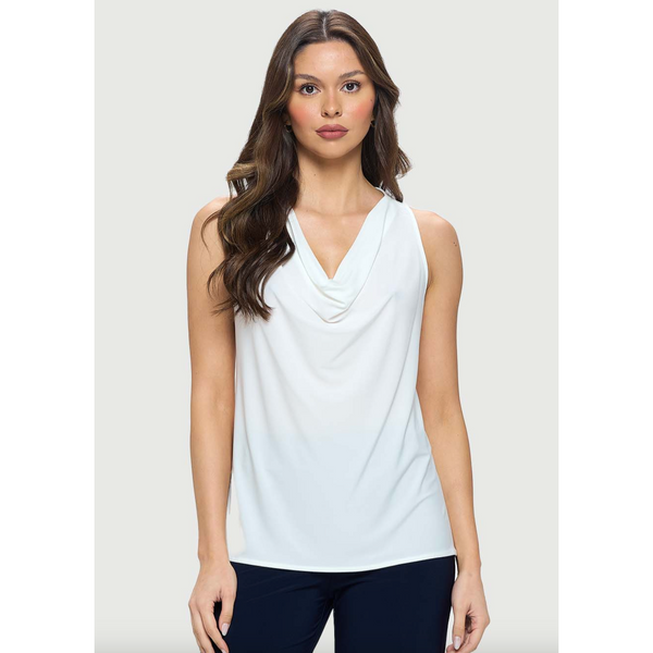 Daily Deal The Melanie White Racerback Cowl Neck Tank Top