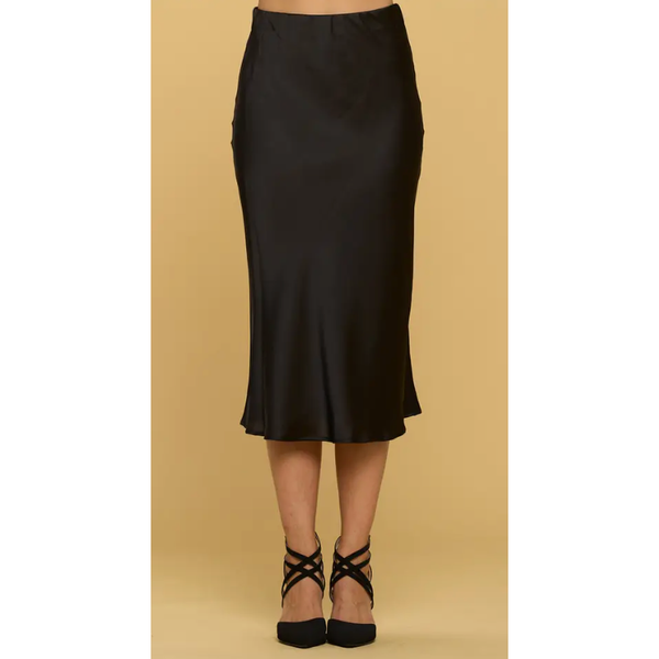 Pre-Order The Mary Black Satin Midi Skirt