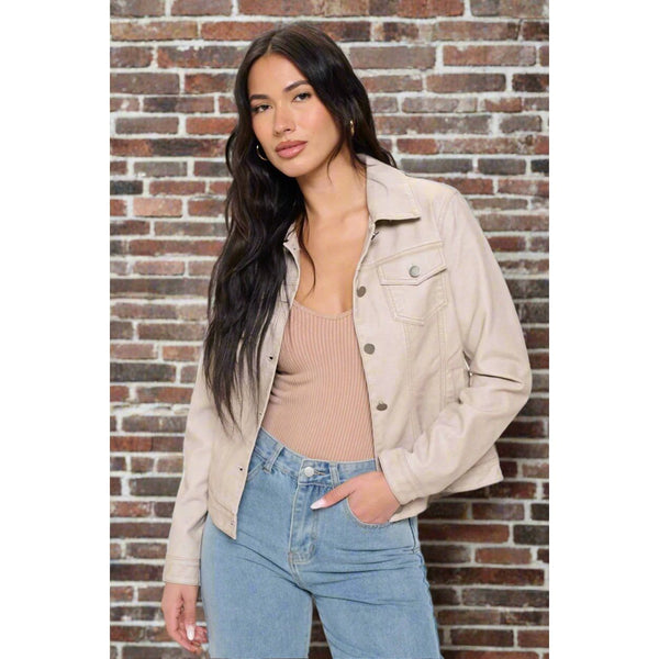 The Dylan Cream Vegan Leather Jacket