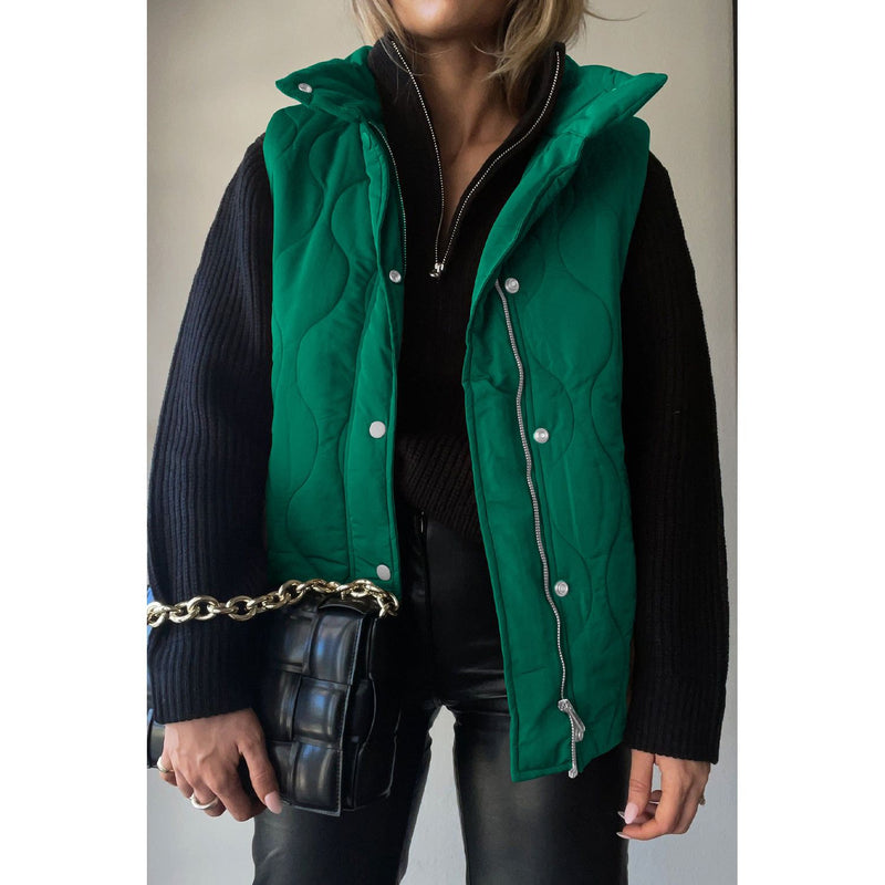 The Replay Quilted Collared Neck Vest with Pockets in Several Colors