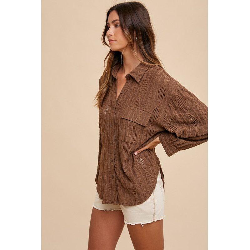 The Openwork Brown Button Down Shirt