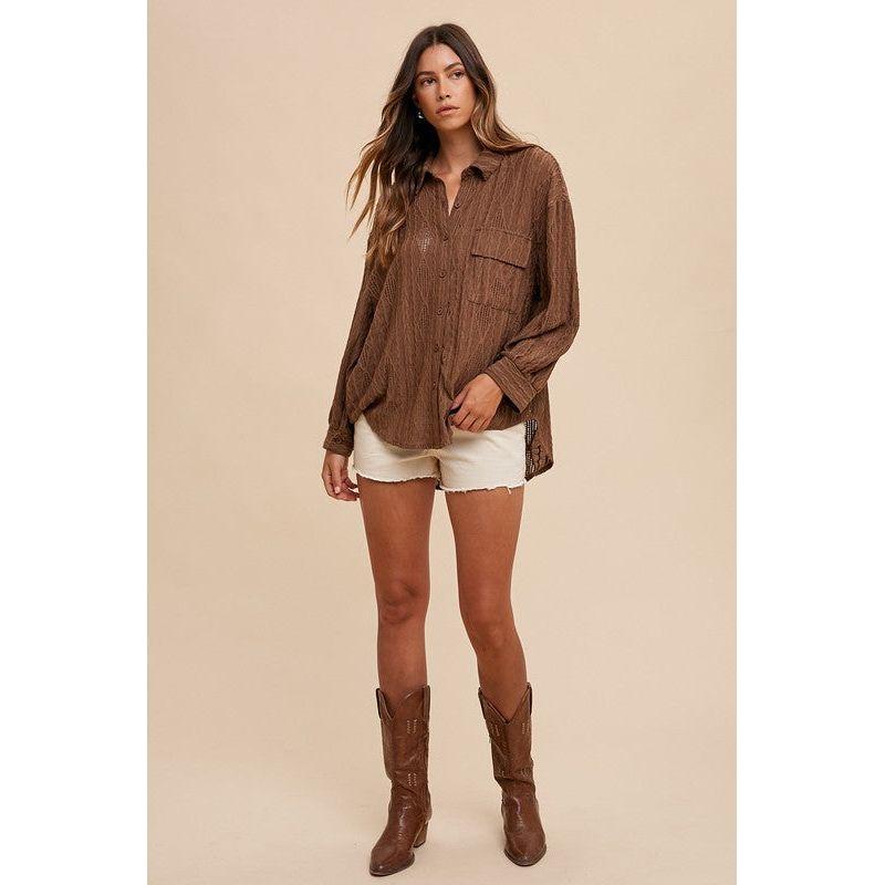 The Openwork Brown Button Down Shirt