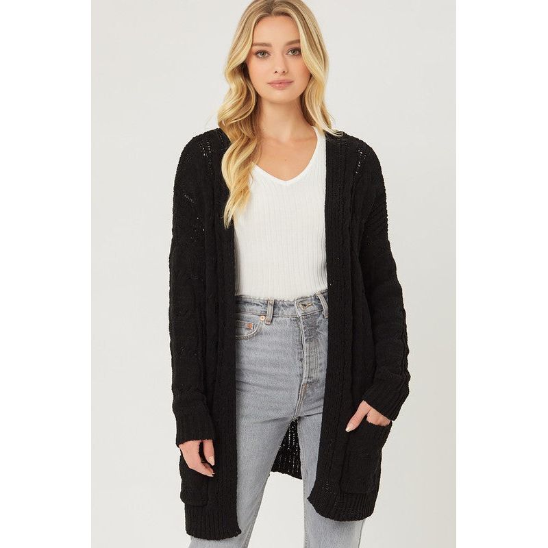 The Chenille Cable Knit Open Front Cardigan