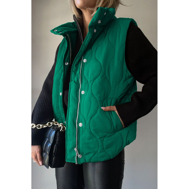 The Replay Quilted Collared Neck Vest with Pockets in Several Colors