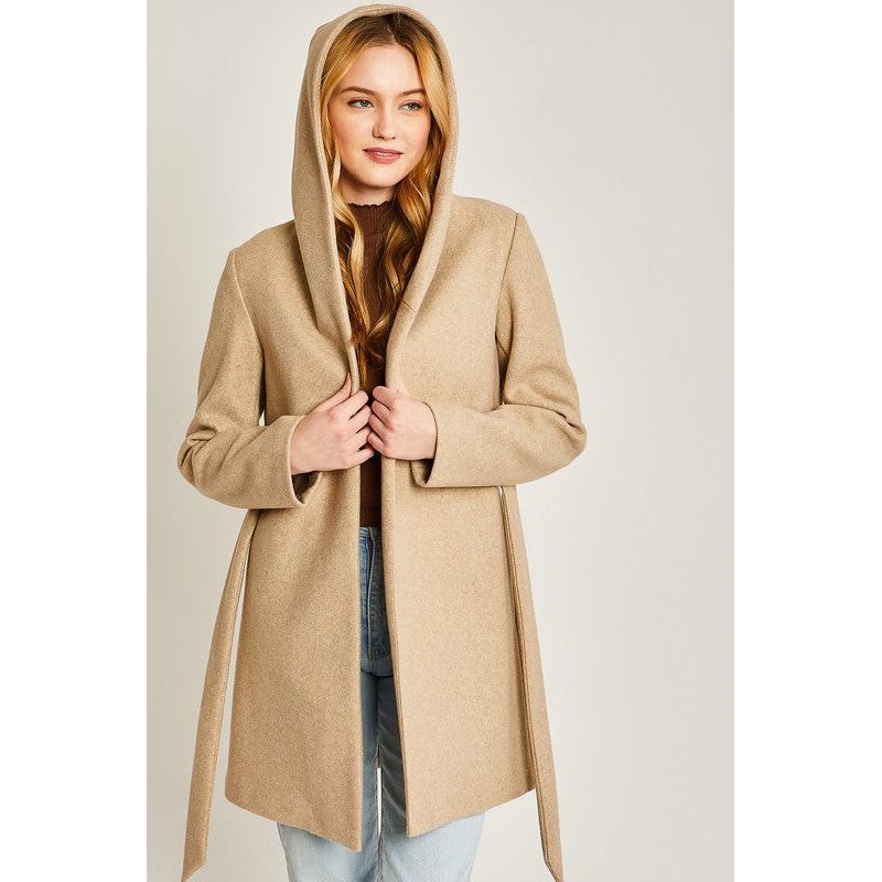 The Darby Belted Hoodie Coat in Gray, Black, Mauve or Beige