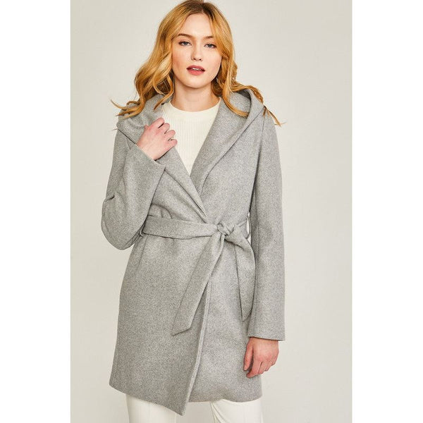 The Darby Hooded Fleece Coat in Oatmeal, Mauve, Gray, Or Black