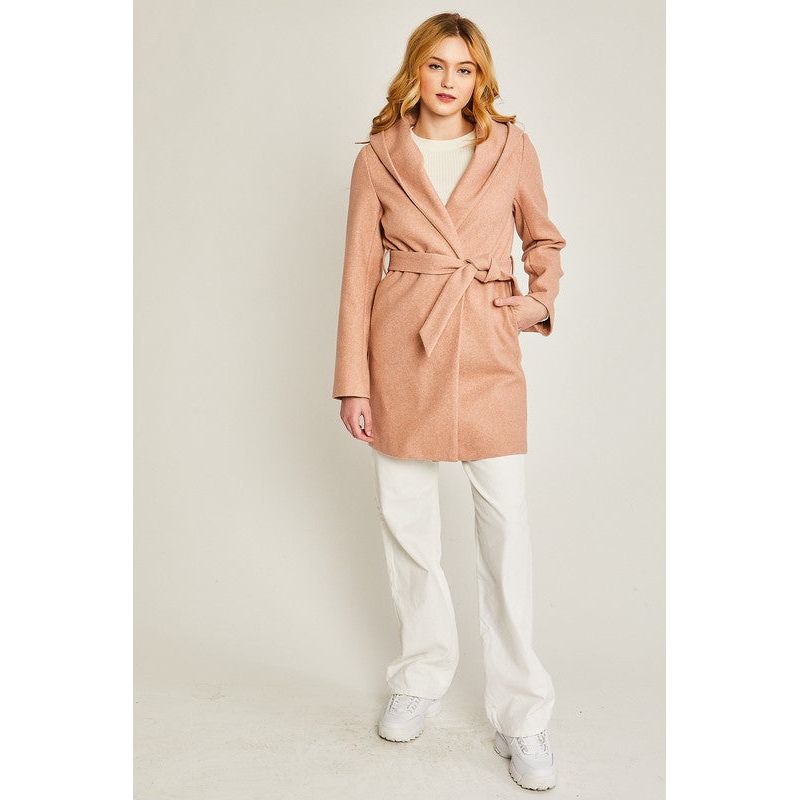 The Darby Hooded Fleece Coat in Oatmeal, Mauve, Gray, Or Black