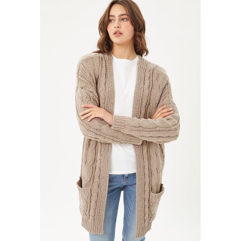 The Chenille Cable Knit Open Front Cardigan
