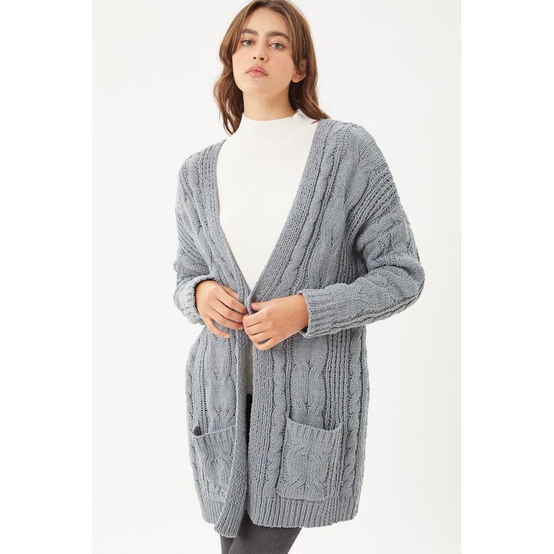 The Chenille Cable Knit Open Front Cardigan