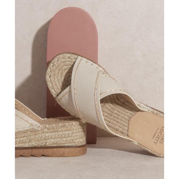 The Oasis Strappy Platform Sandal in White, Brown, Or Beige