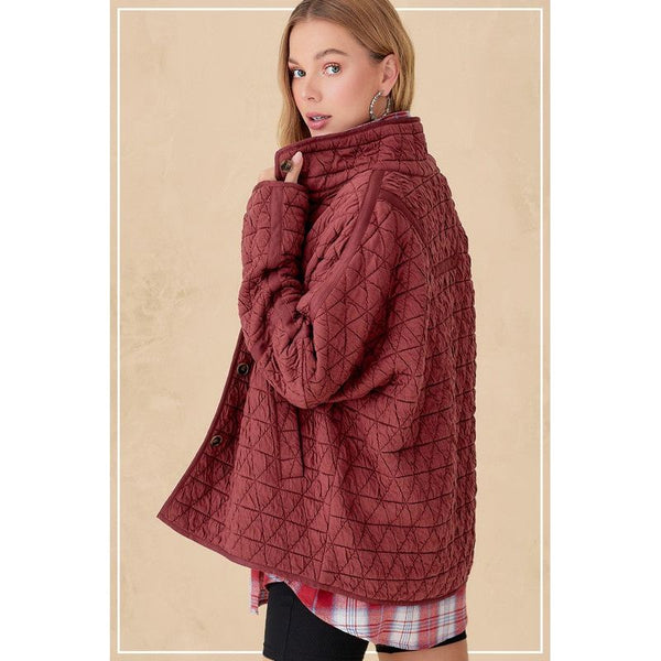 The Rosie Quilted Jacket In Burgundy, Gray, Or Camel