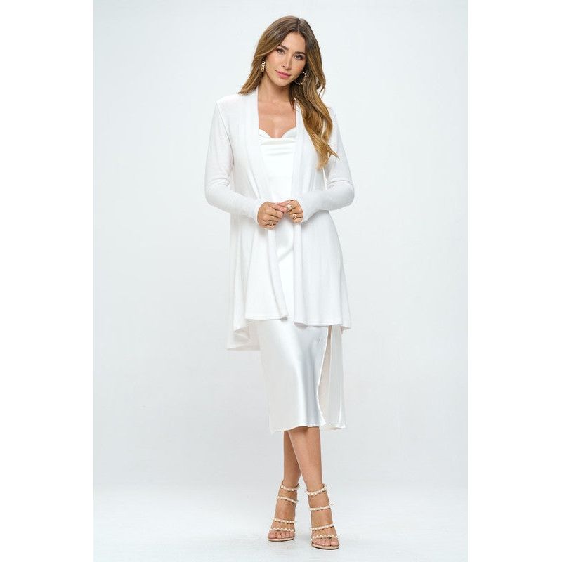 The Cashmere Feel White Draped Knit Cardigan
