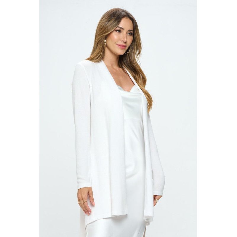 The Cashmere Feel White Draped Knit Cardigan