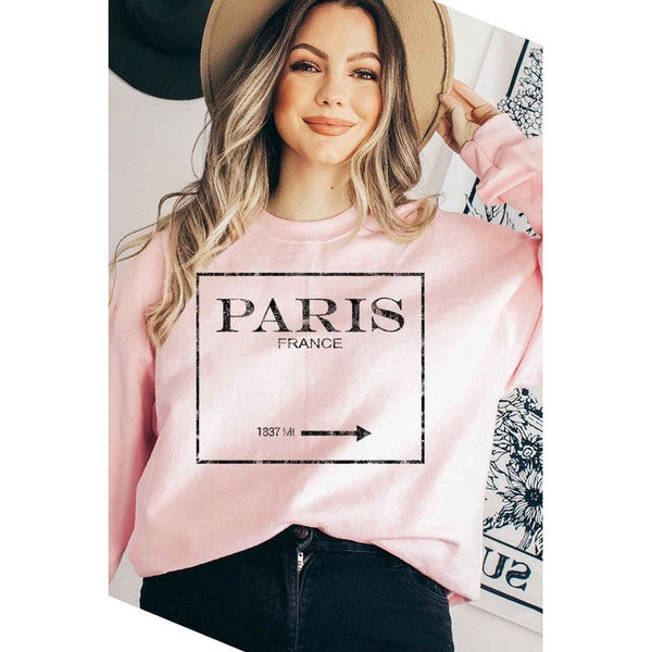 The Paris Graphic Crewneck Sweatshirt In Pink, Sand, White or Gray