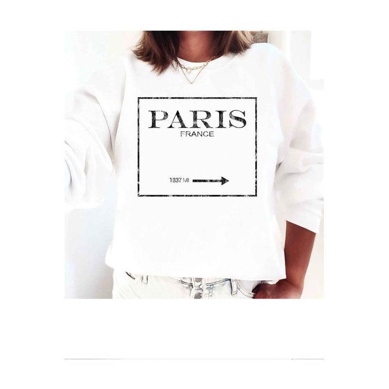 The Paris Graphic Crewneck Sweatshirt In Pink, Sand, White or Gray