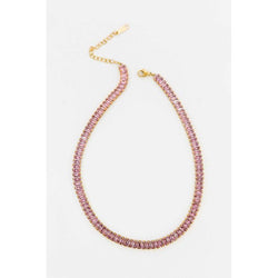 The Baguette Tennis Necklace In Clear, Pink or Emerald