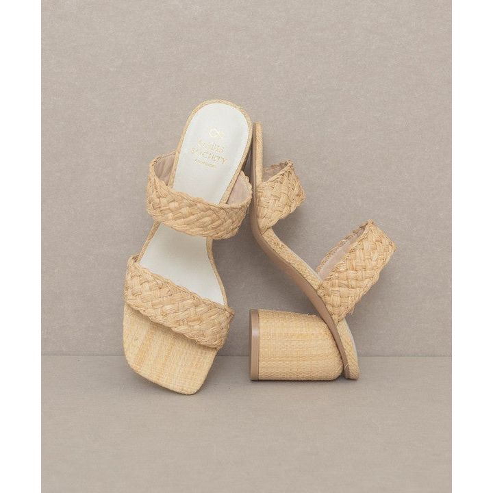 Sale The Summer Beige Raffia Double Strap Heeled Sandal