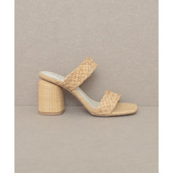 Sale The Summer Beige Raffia Double Strap Heeled Sandal