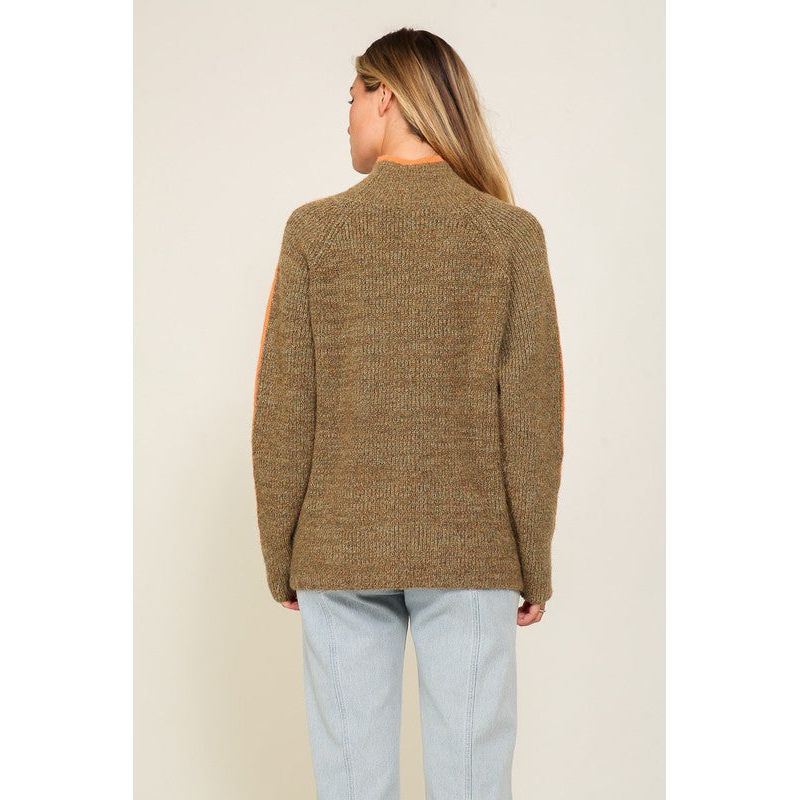 The Ryan Marled Brown Funnel Neck Sweater