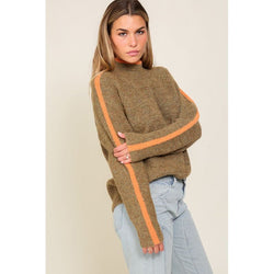 The Ryan Marled Brown Funnel Neck Sweater