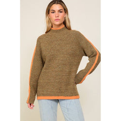 The Ryan Marled Brown Funnel Neck Sweater