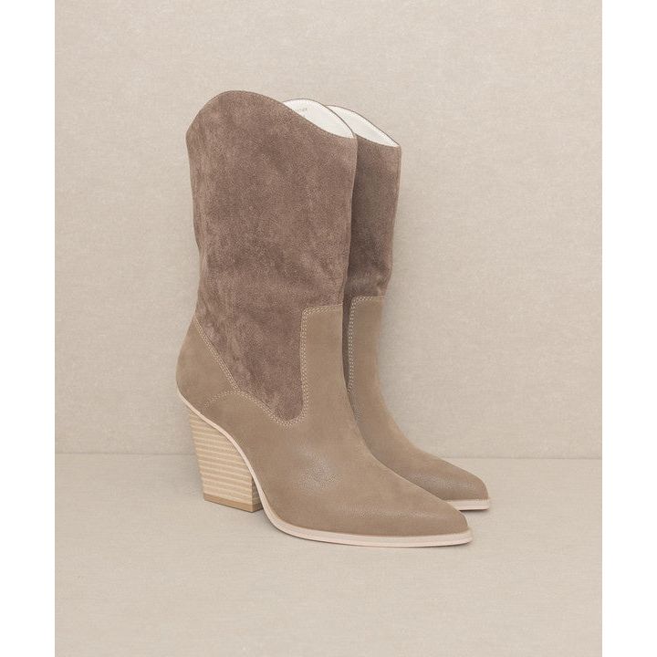 The South Fork Loose Fit Western Boots In Taupe, Camel Or White