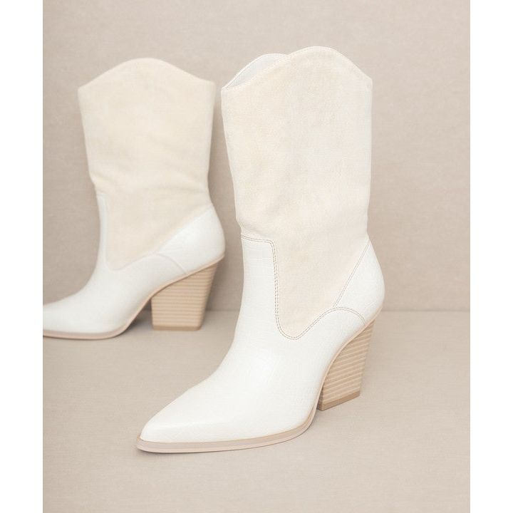 The South Fork Loose Fit Western Boots In Taupe, Camel Or White