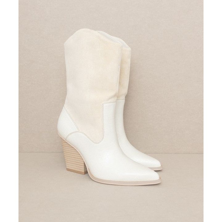 The South Fork Loose Fit Western Boots In Taupe, Camel Or White