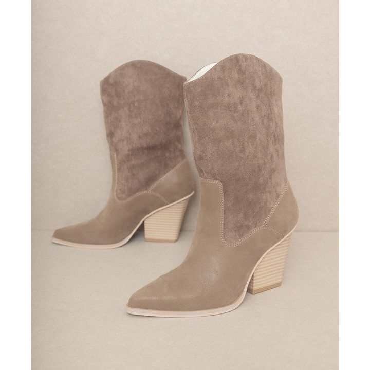 The South Fork Loose Fit Western Boots In Taupe, Camel Or White