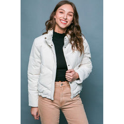 The Corduroy Puffer Jacket with Toggle Detail