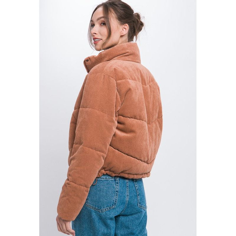 The Corduroy Puffer Jacket with Toggle Detail