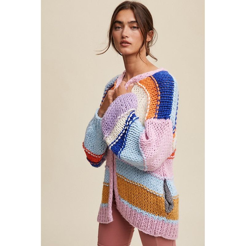 The Hand-Knit Spring Striped Cardigan