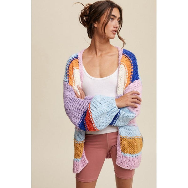 The Hand-Knit Spring Striped Cardigan