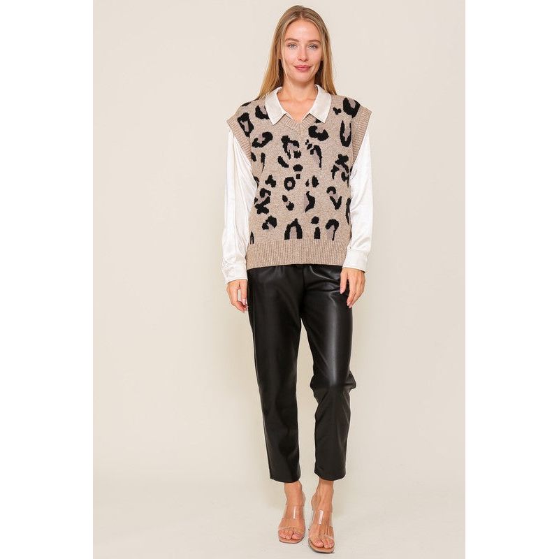 The Zira Leopard Knit Vest