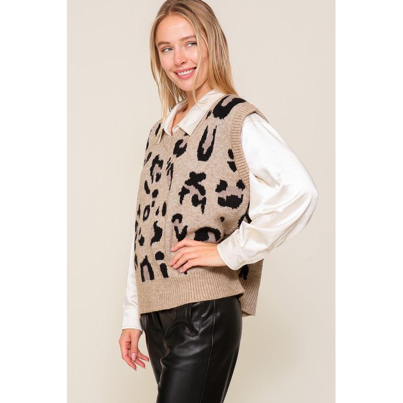 The Zira Leopard Knit Vest