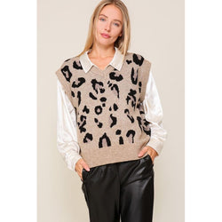 The Zira Leopard Knit Vest