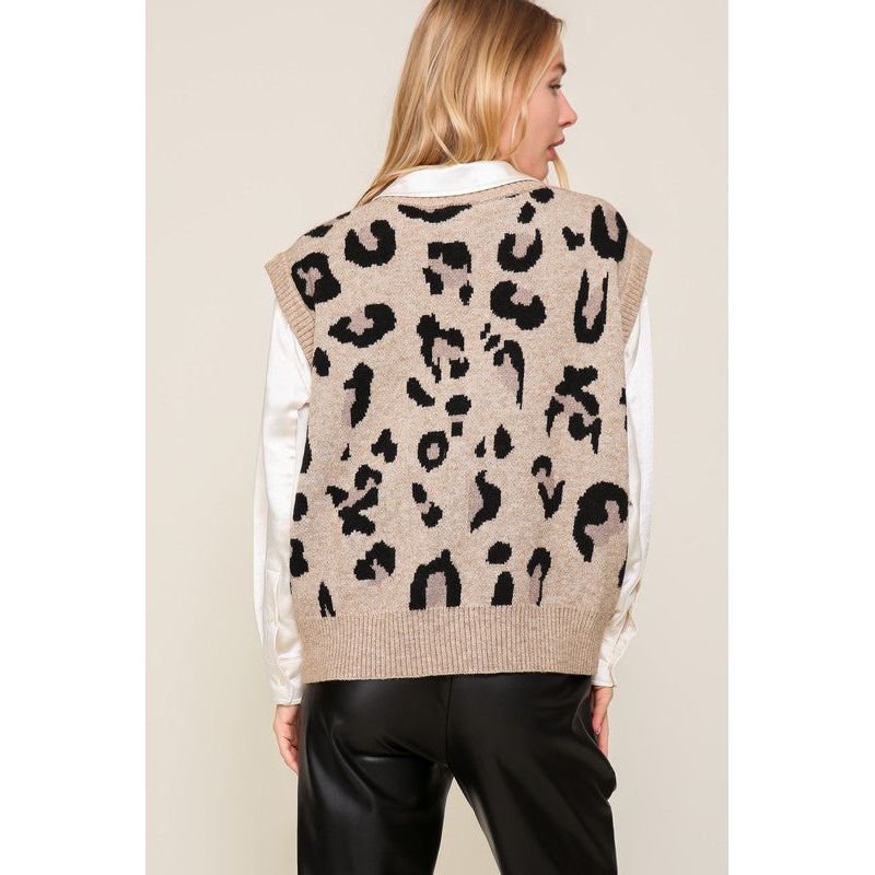 The Zira Leopard Knit Vest