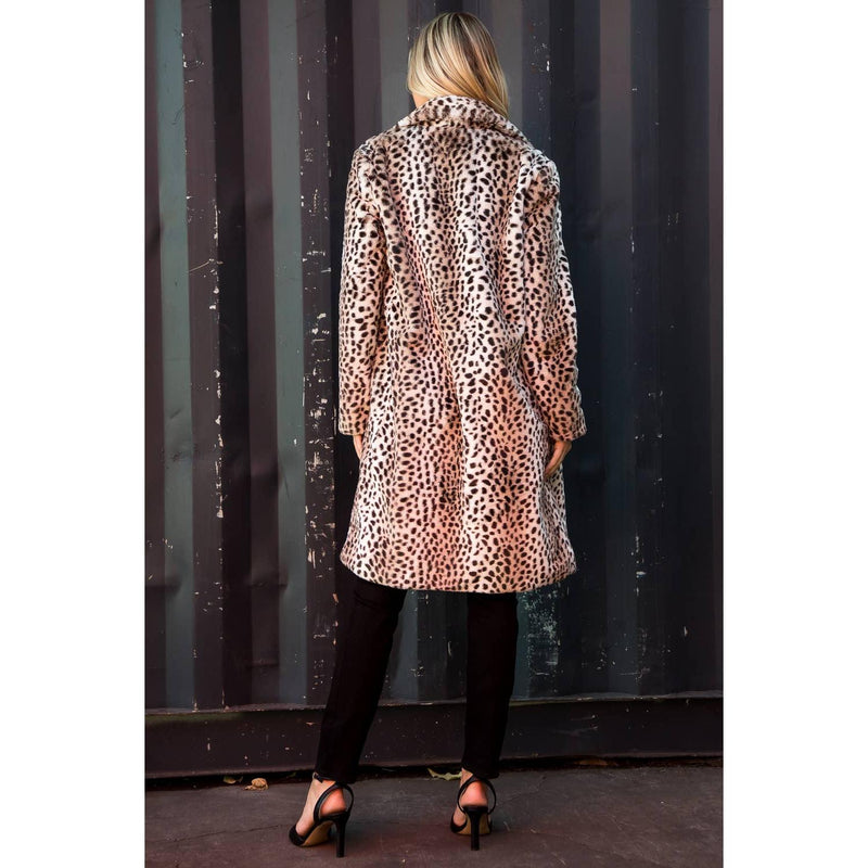 The Vento Leopard Print Faux Fur Coat