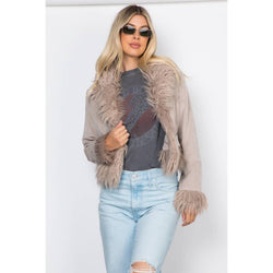 The Palermo Taupe Fur Trim Jacket