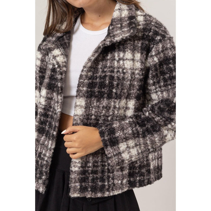 The Hayride Black Plaid Cozy Jacket with Pockets