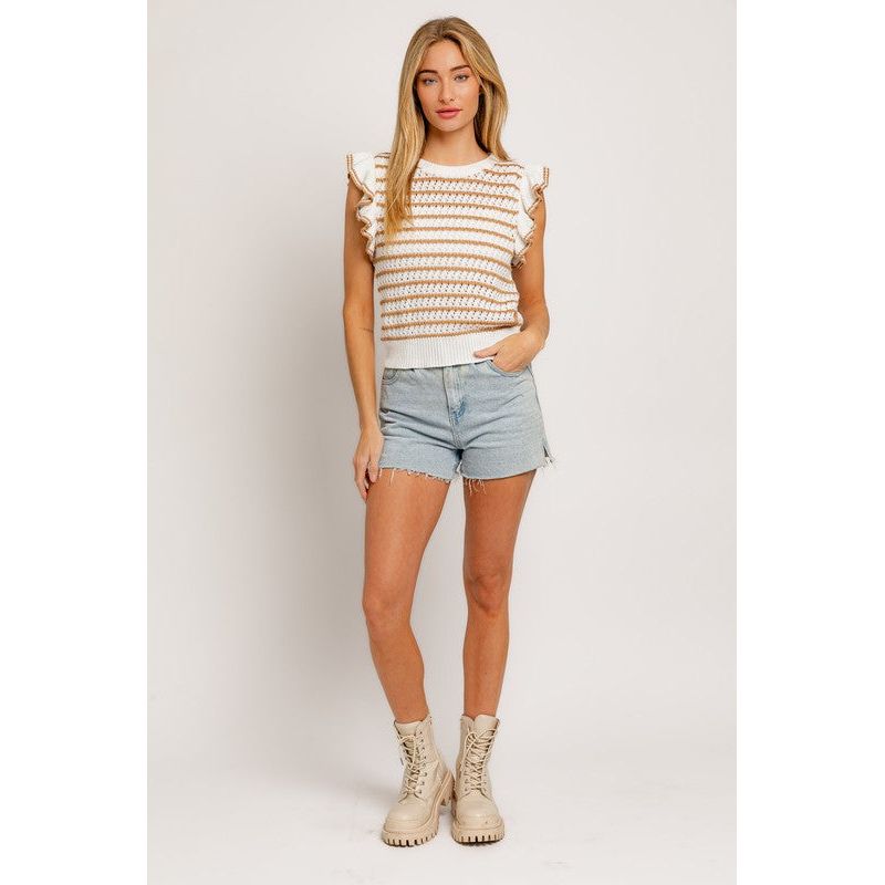 The Piper Stripe Knit Top in Tan or Navy