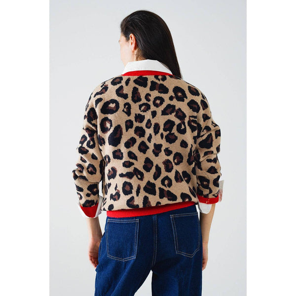 The Myra Leopard Crew Neck With Red Detail