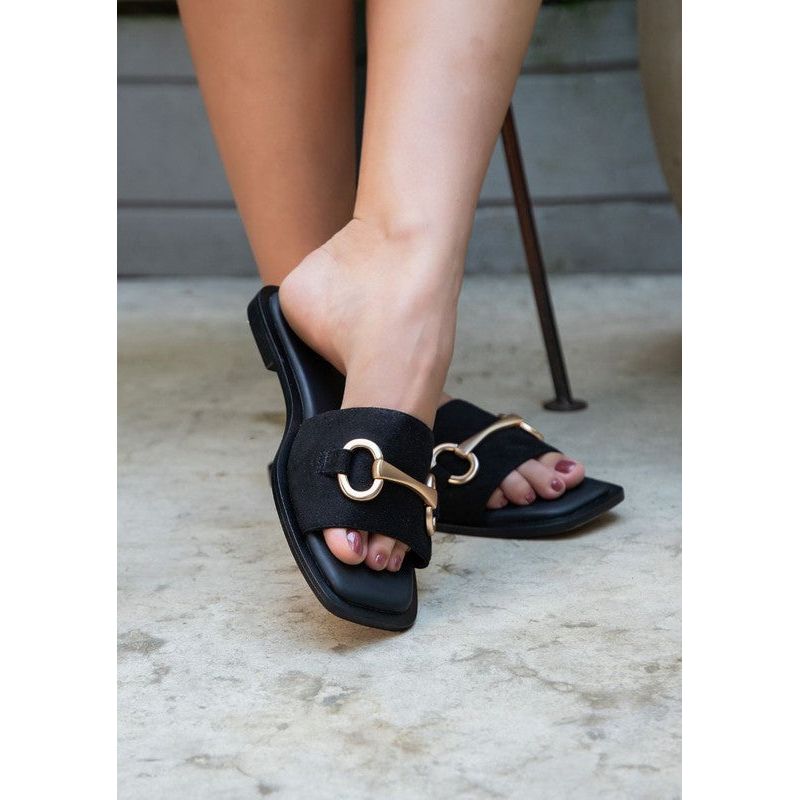 The Daria Gold Bit Slide Sandals