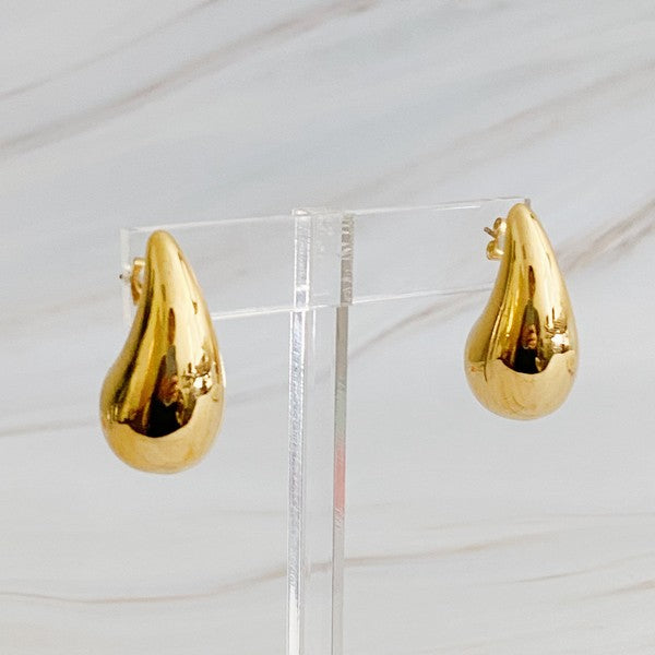 The Teardrop Hollow Earrings in Gold or Silver