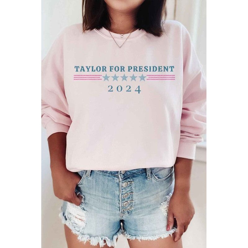 The Taylor For President Graphic Sweatshirt in White, Pink, Sand or Gray