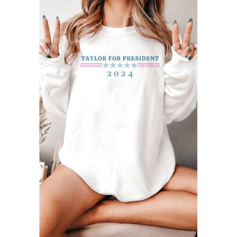 The Taylor For President Graphic Sweatshirt in White, Pink, Sand or Gray