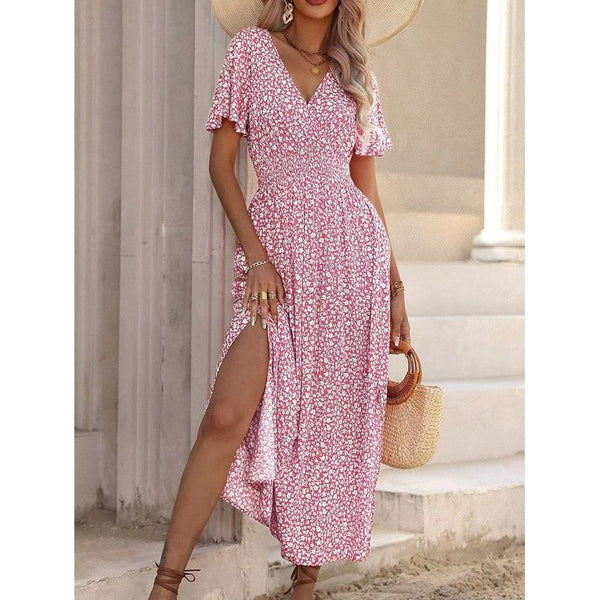 The Ditsy Floral Midi Dress In Pink, Yellow Or Blue