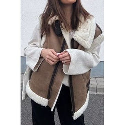 The Telluride Brown Faux Suede and Shearling Vest